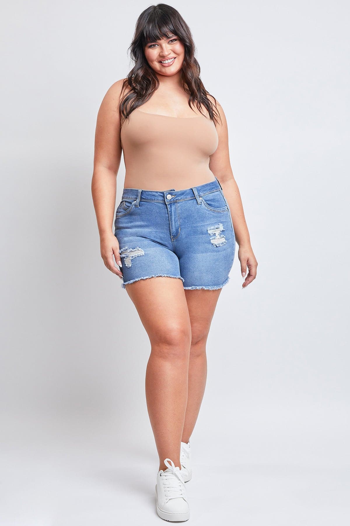 Plus Size Women's WannaBettaButt  Fray Shorts-Sale