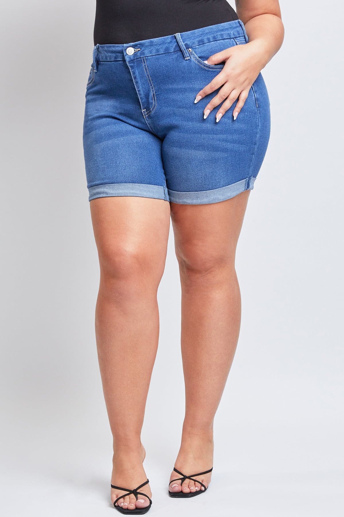 Plus Size Women's Curvy Fit Shorts With Rolled Cuffs from YMI – YMI JEANS
