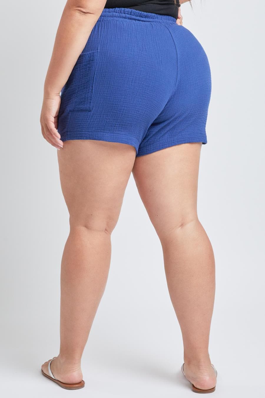 Indietoga Women's Plus Size High-Waist Cotton Shorts – Casual & Comfy With Frill Detail