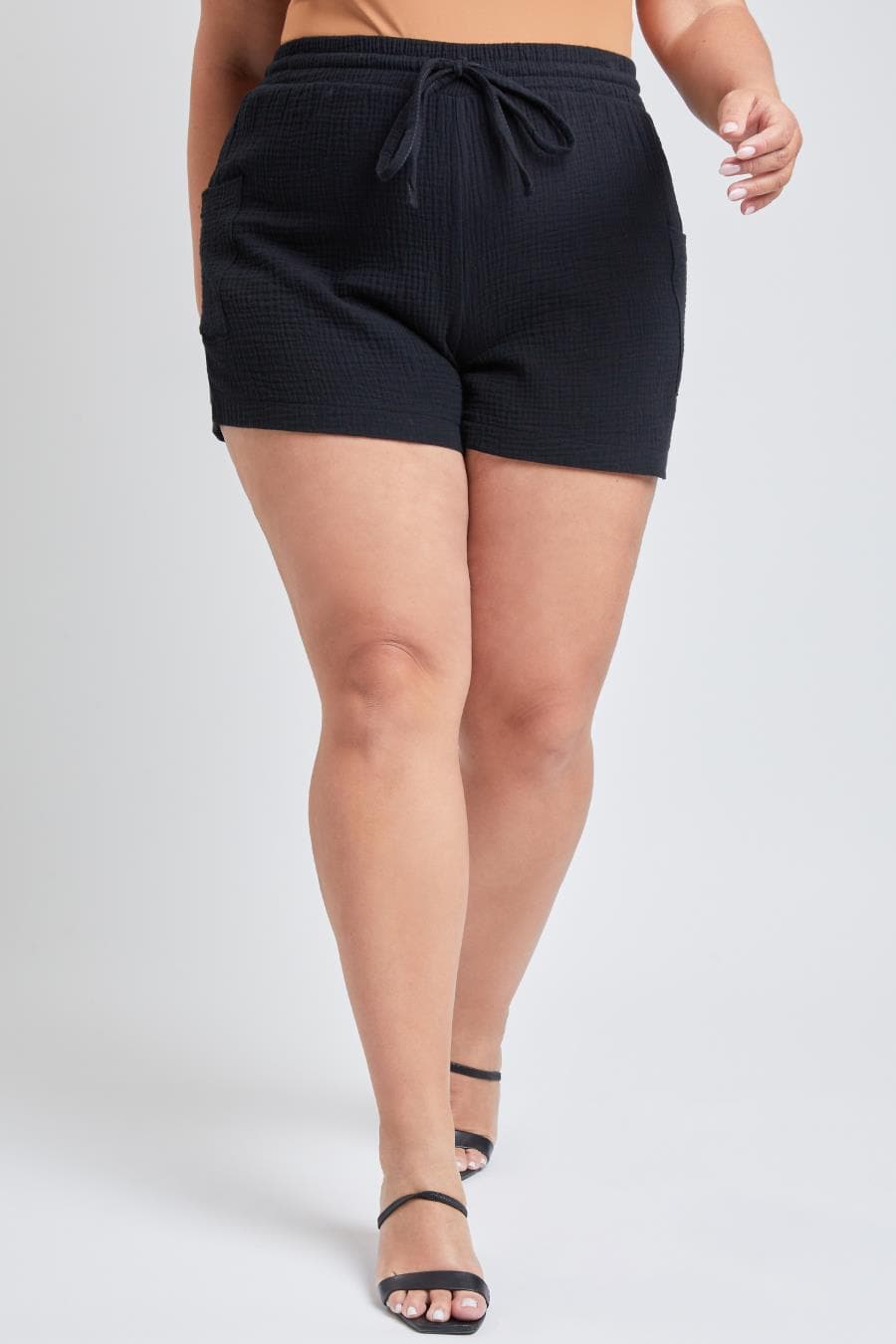 Plus Size Women's Cotton Shorts With Side Patch Pocket-Sale from 