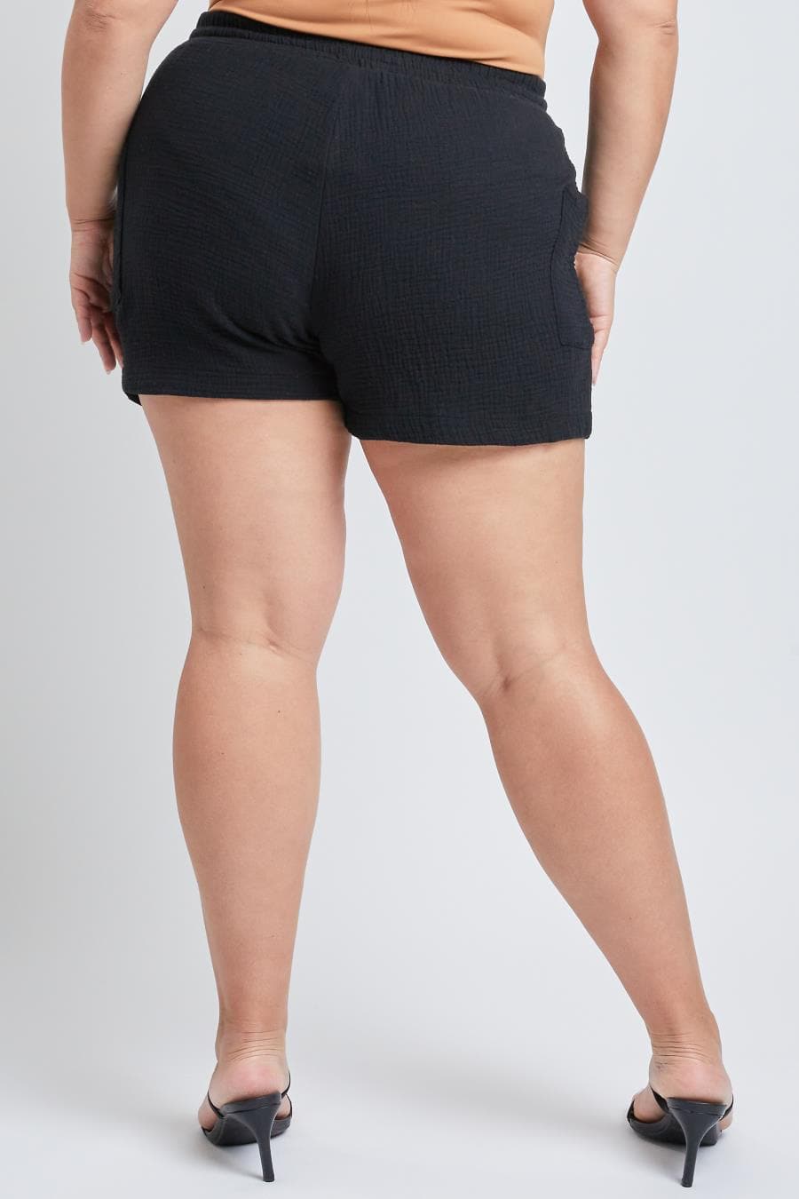 Junior Plus Size Cotton Shorts With Side Patch Pocket Es2651Dg