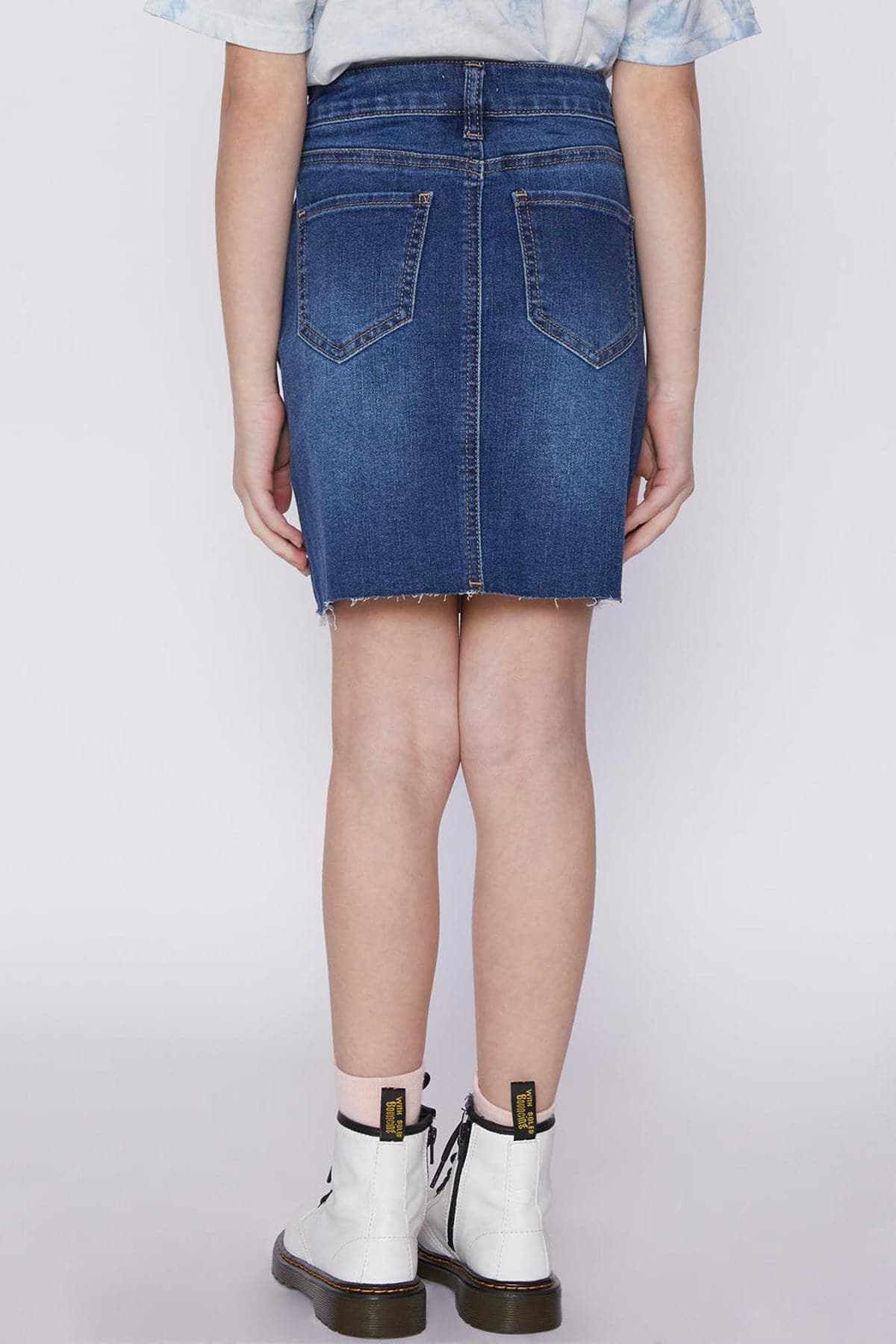 Girls Four Button Denim Skirt With Distressed Details Gk44757