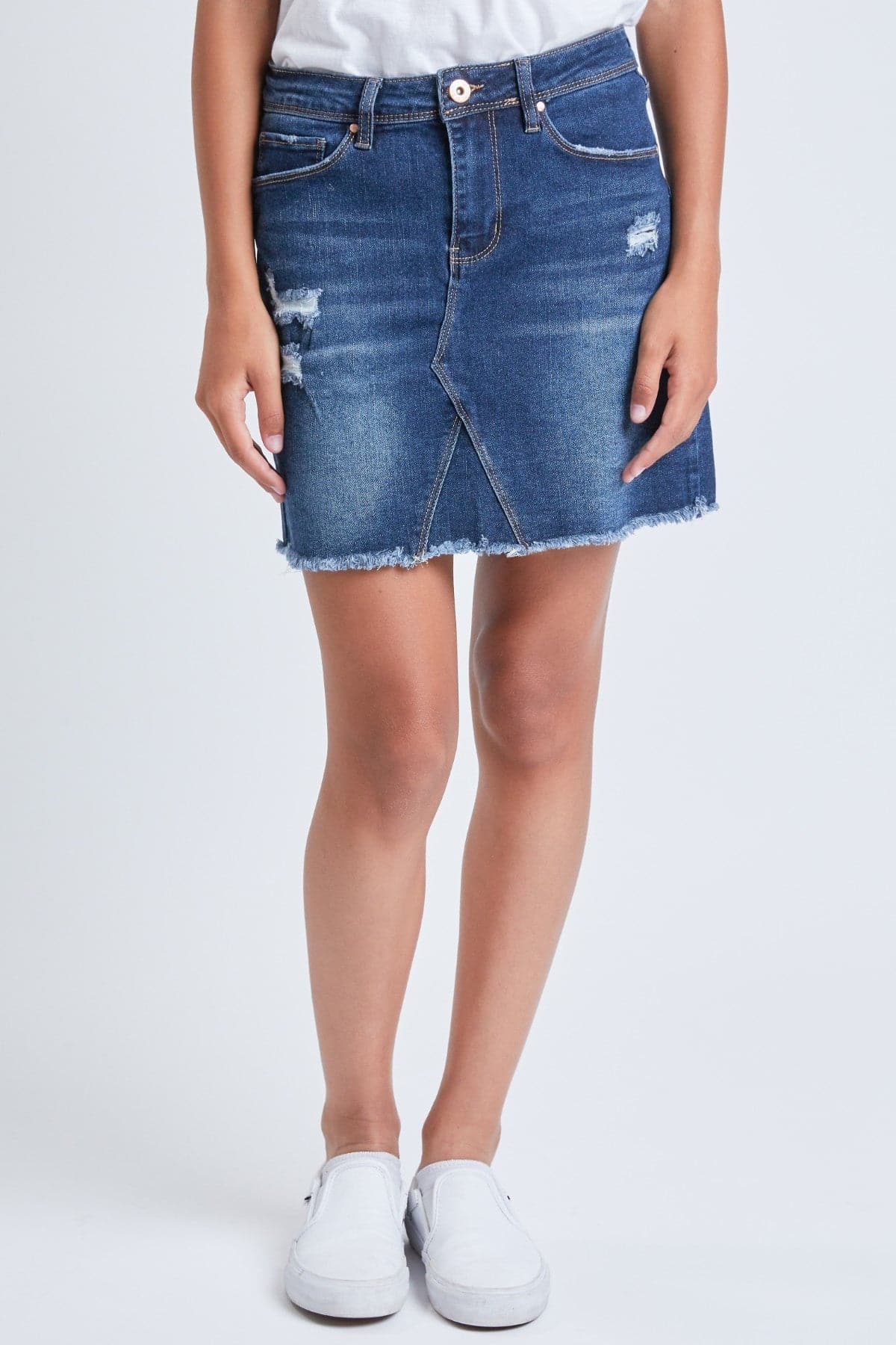 Girls Denim Skirt With Front Seam Detail