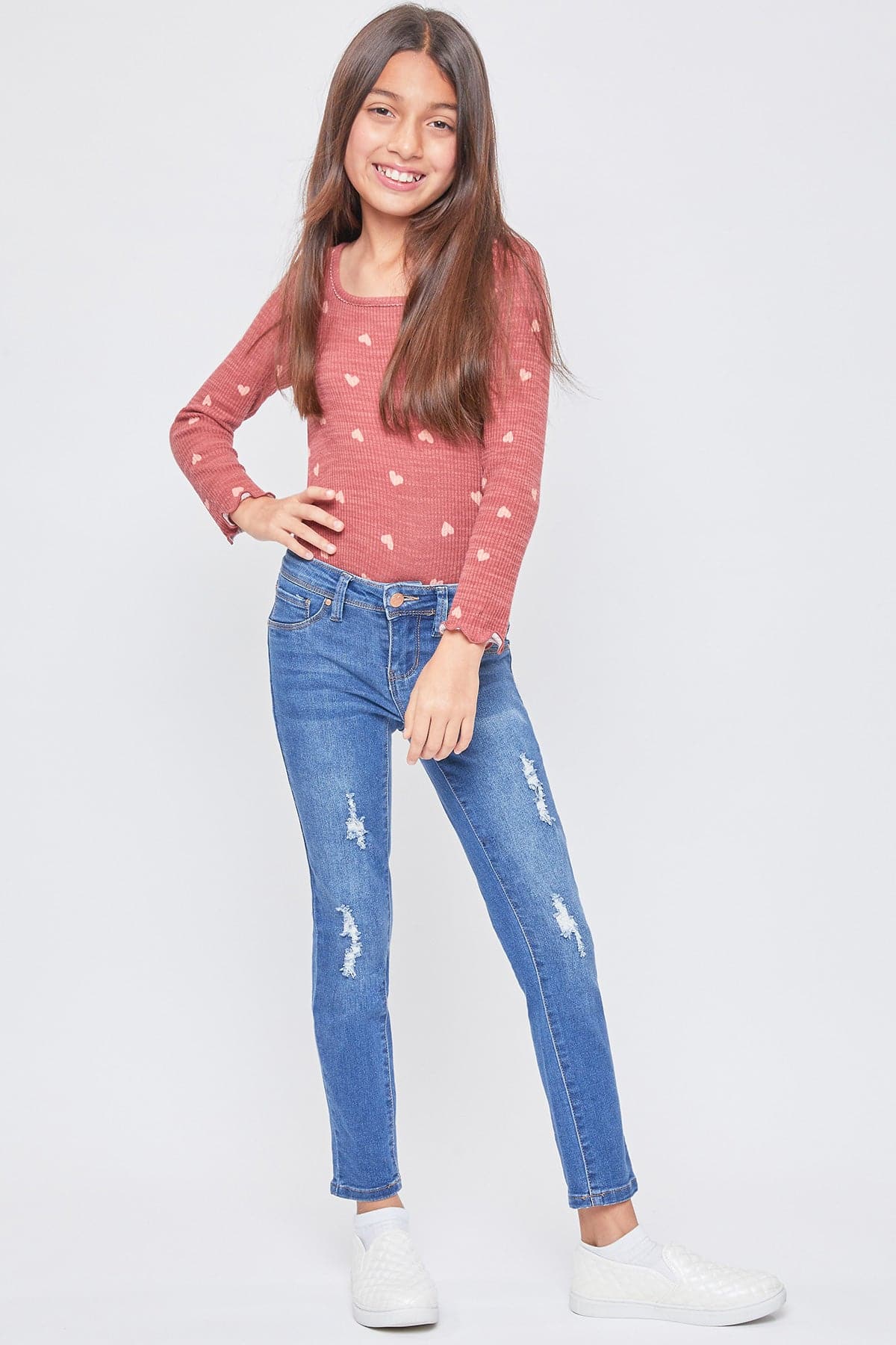 Girls Mid-Rise Essential Skinny Jeans W/Faux Front Pkt