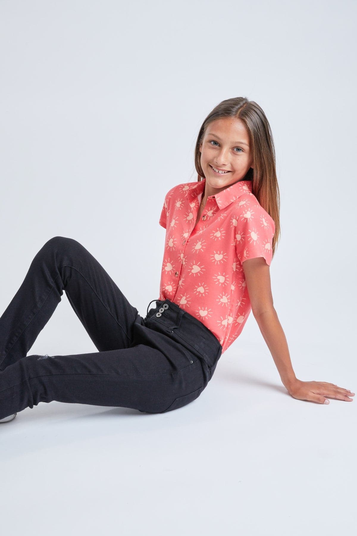 Girls 3 Button Essential Skinny Jeans With Faux Front Pockets