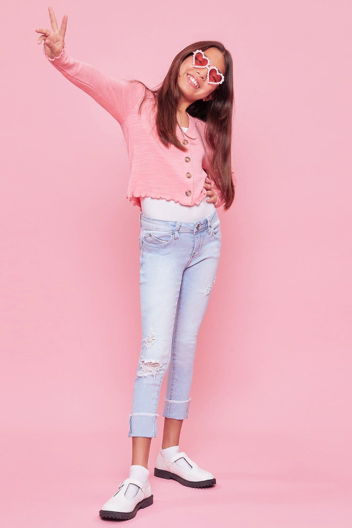 Girls WannaBettaFit Mid-Rise Mega Cuff Skinny Jeans