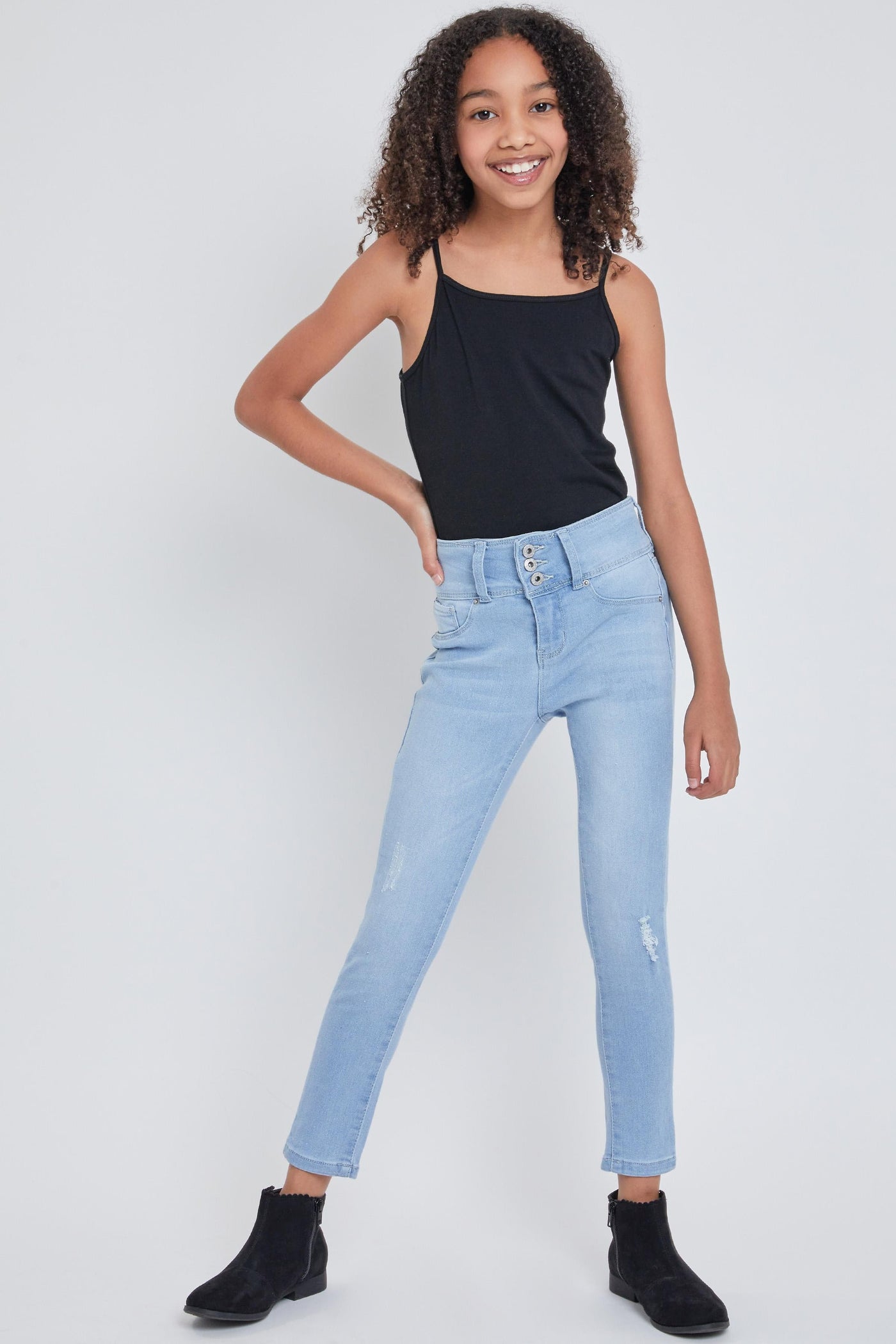 Girls WannaBettaFit 3-Button Skinny Cuffed Pant Made With Recycled Fibers from YMI