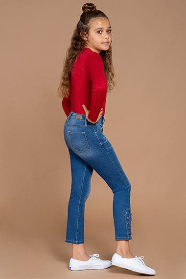 Girl's Denim Ankle Jean with Side Slit from YMI