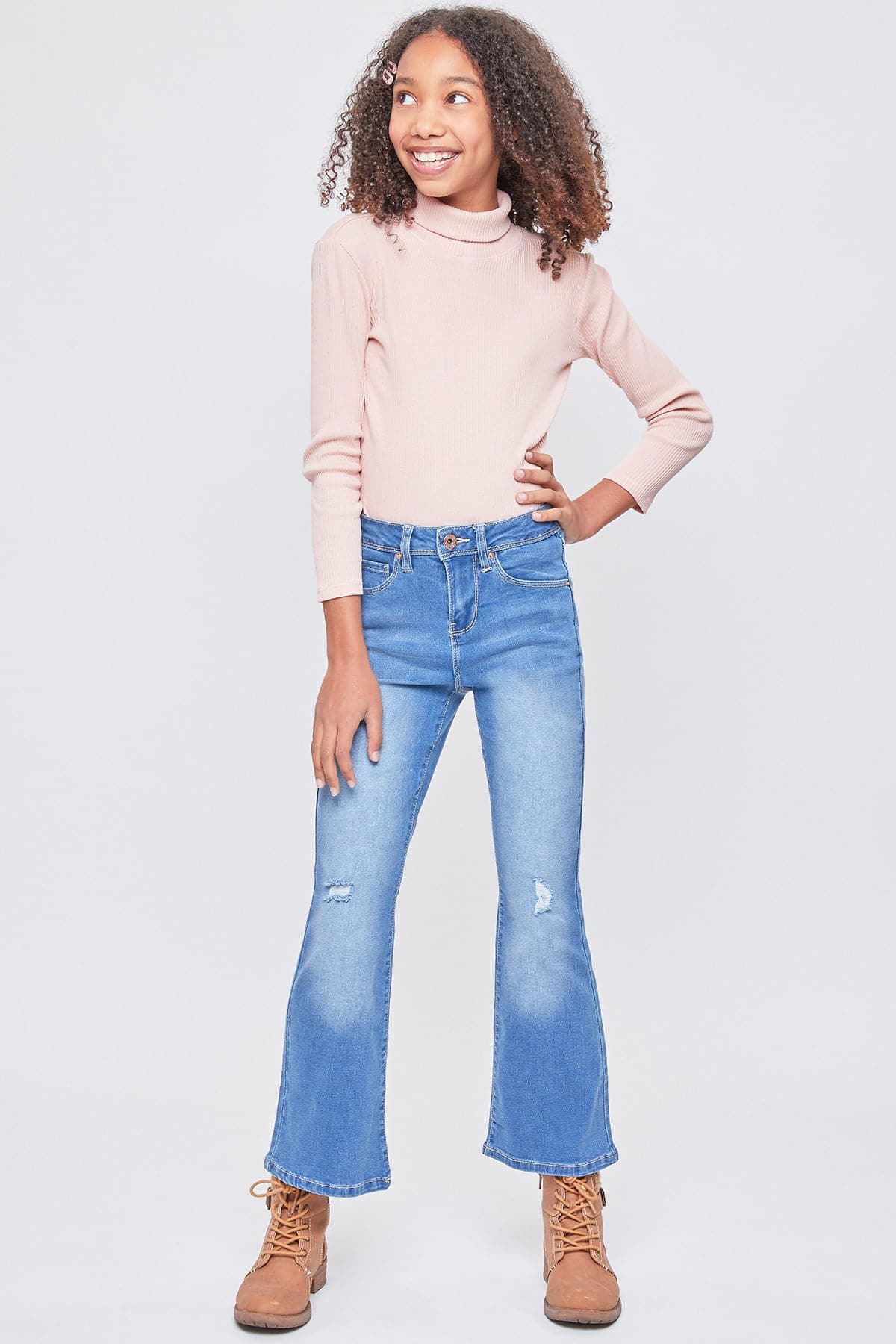 Girls Bell Bottom Essential  Clean Hem Jeans-Sale