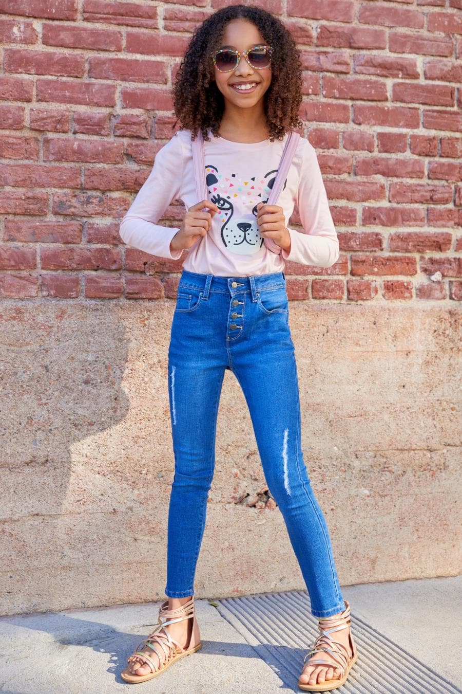 Girls Exposed Buttons High Rise Skinny Jean Gp232741