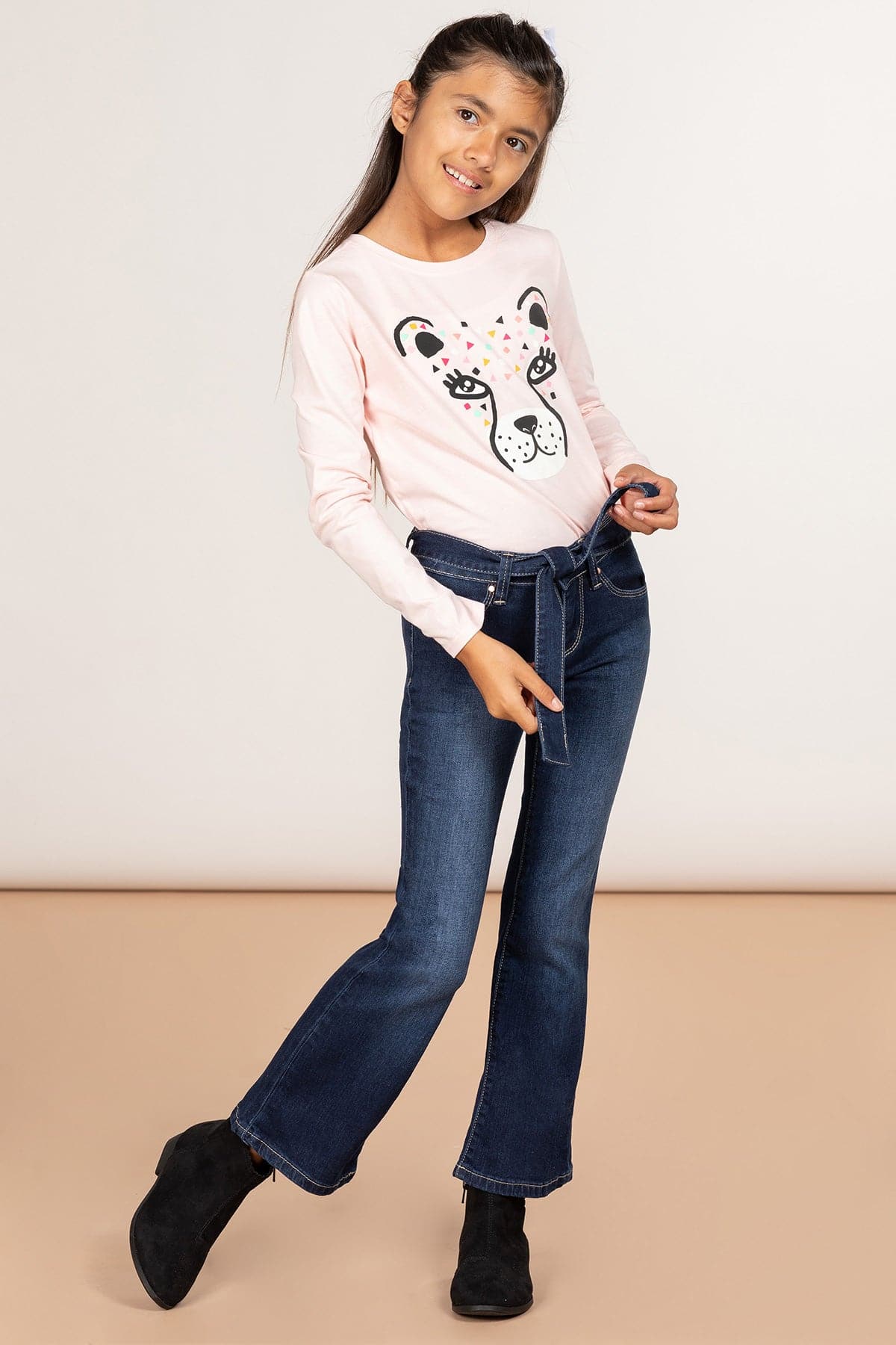 Girls Flare Jean With Matching Tie from YMI