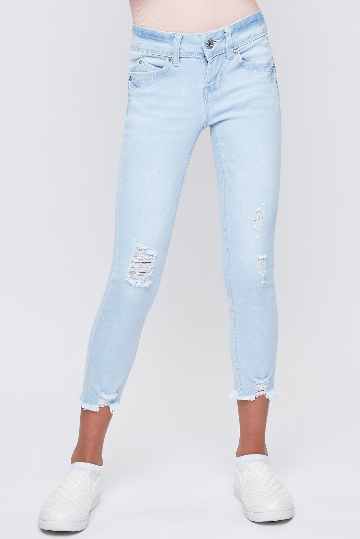 Girls WannaBettaFit Ankle Jeans With Dogbite Hem