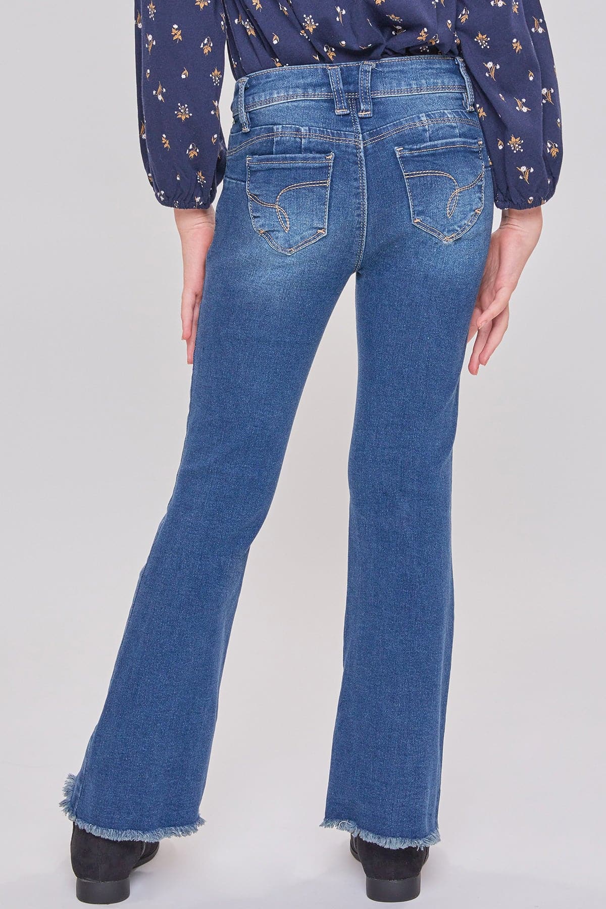 Girls Sustainable WannaBettaFit Frayed Flare Jeans