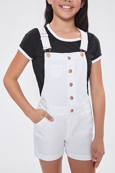 Girls Cuffed Shortalls With Button Down Front Gs63783