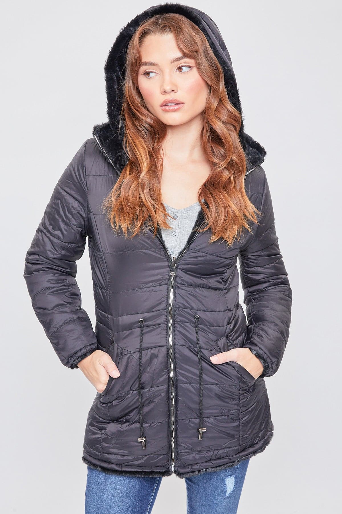 Women's Winter Faux Fur Reversible Jacket