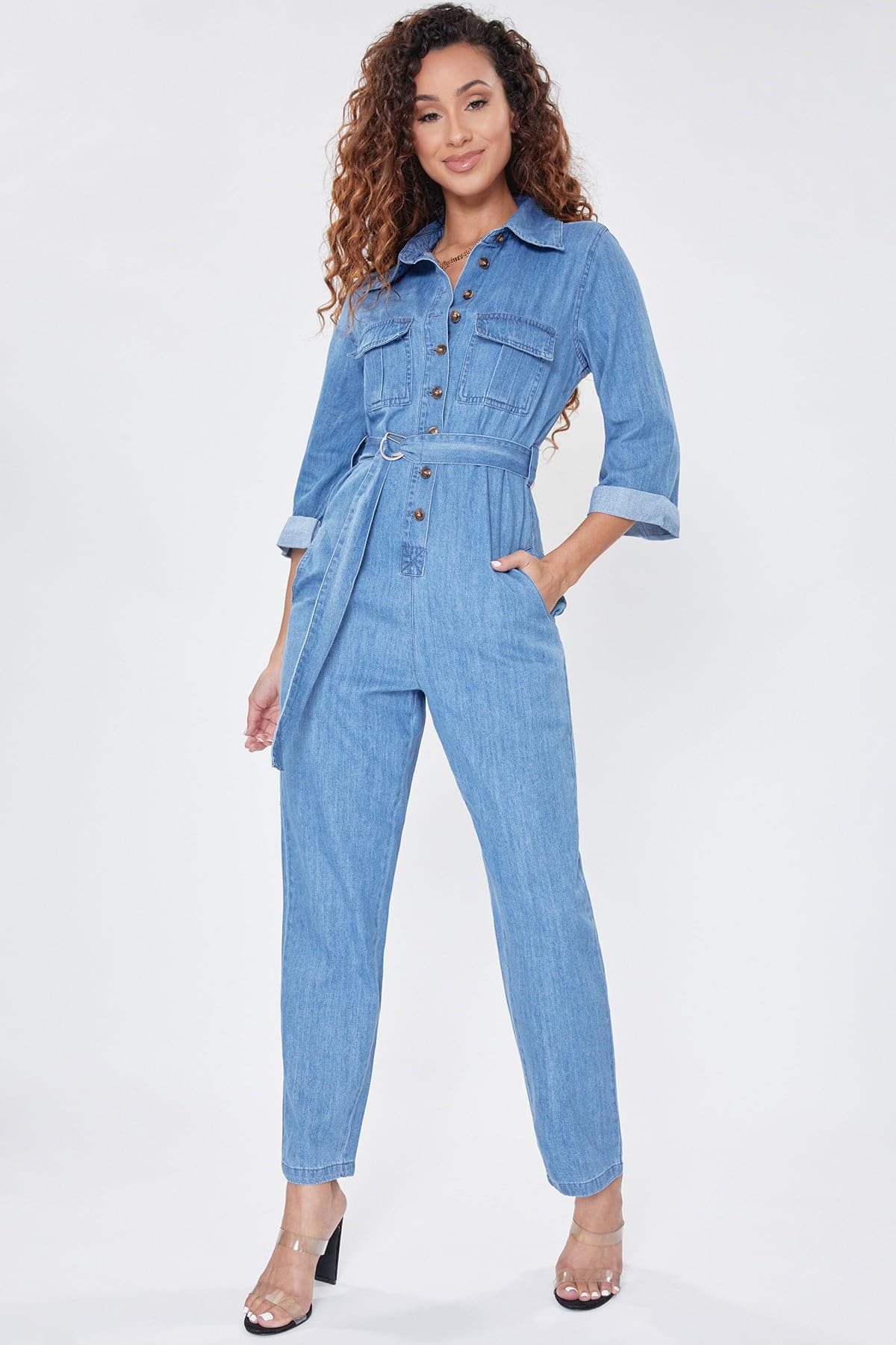 Secrets Button-Up Jumpsuit from YMI