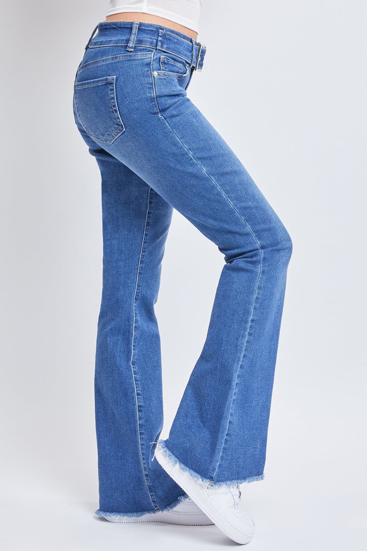 Women's Belted Flare Jeans