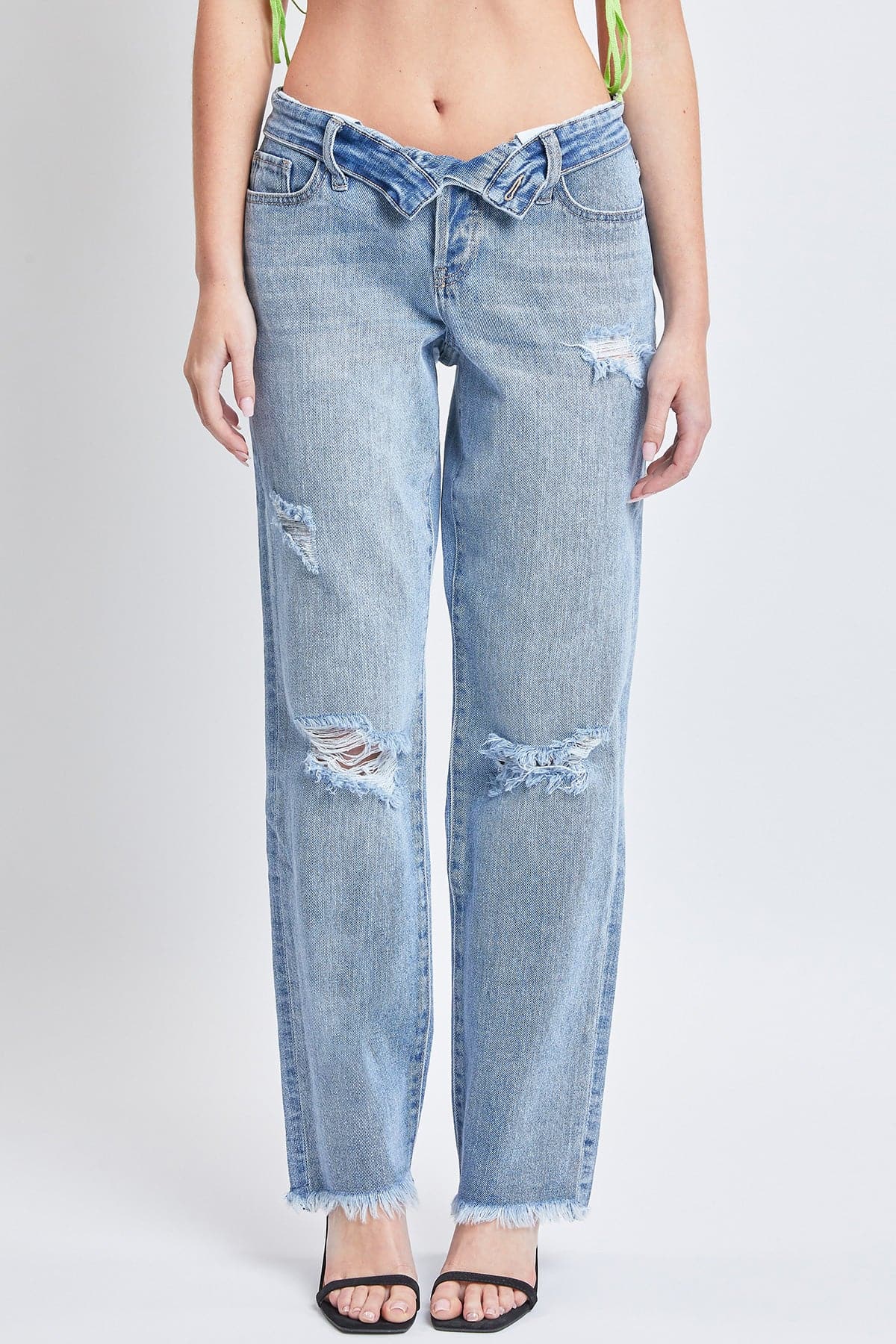 YMI Women's Size 0 w23 Dark Blue Denim Thick Stitch Capri Jeans