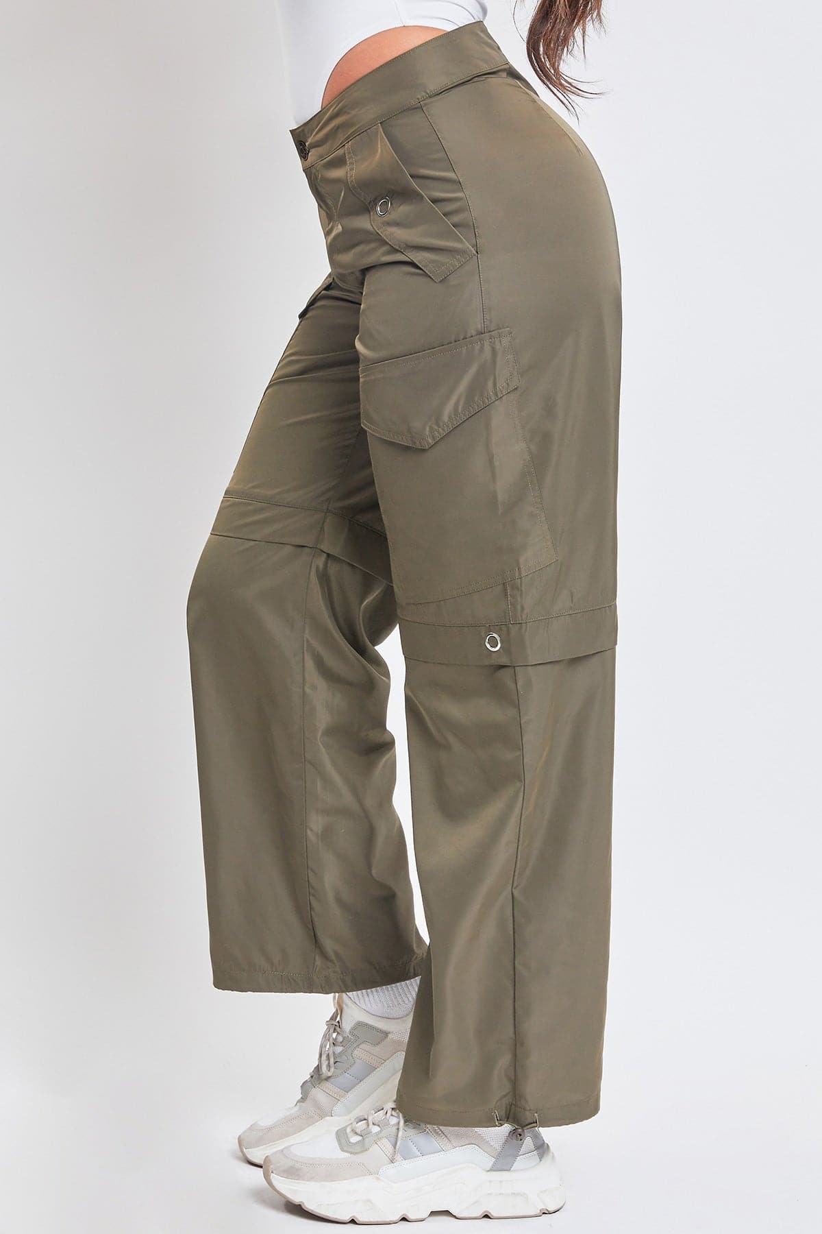 Women's  Nylon Cargo Pants With Bungee Hem