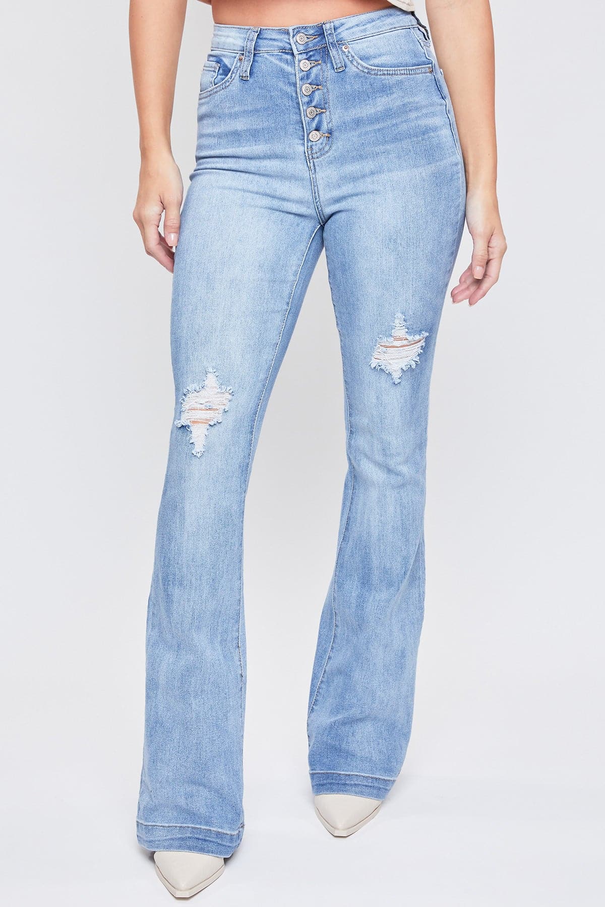 Women's Sustainable Button Fly Flare Jeans-Sale