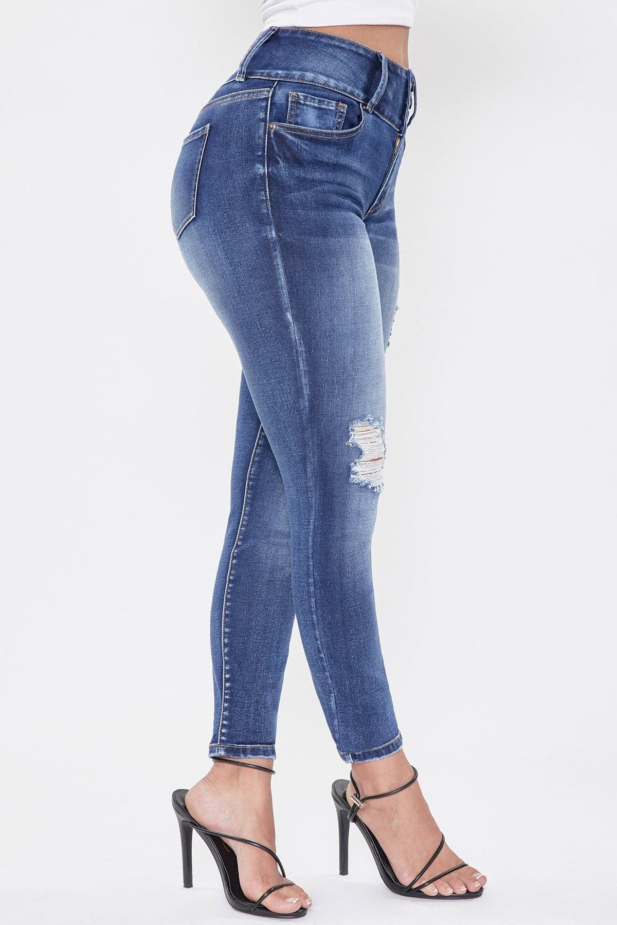 Junior 3 Button High Rise Skinny Jeans P60741