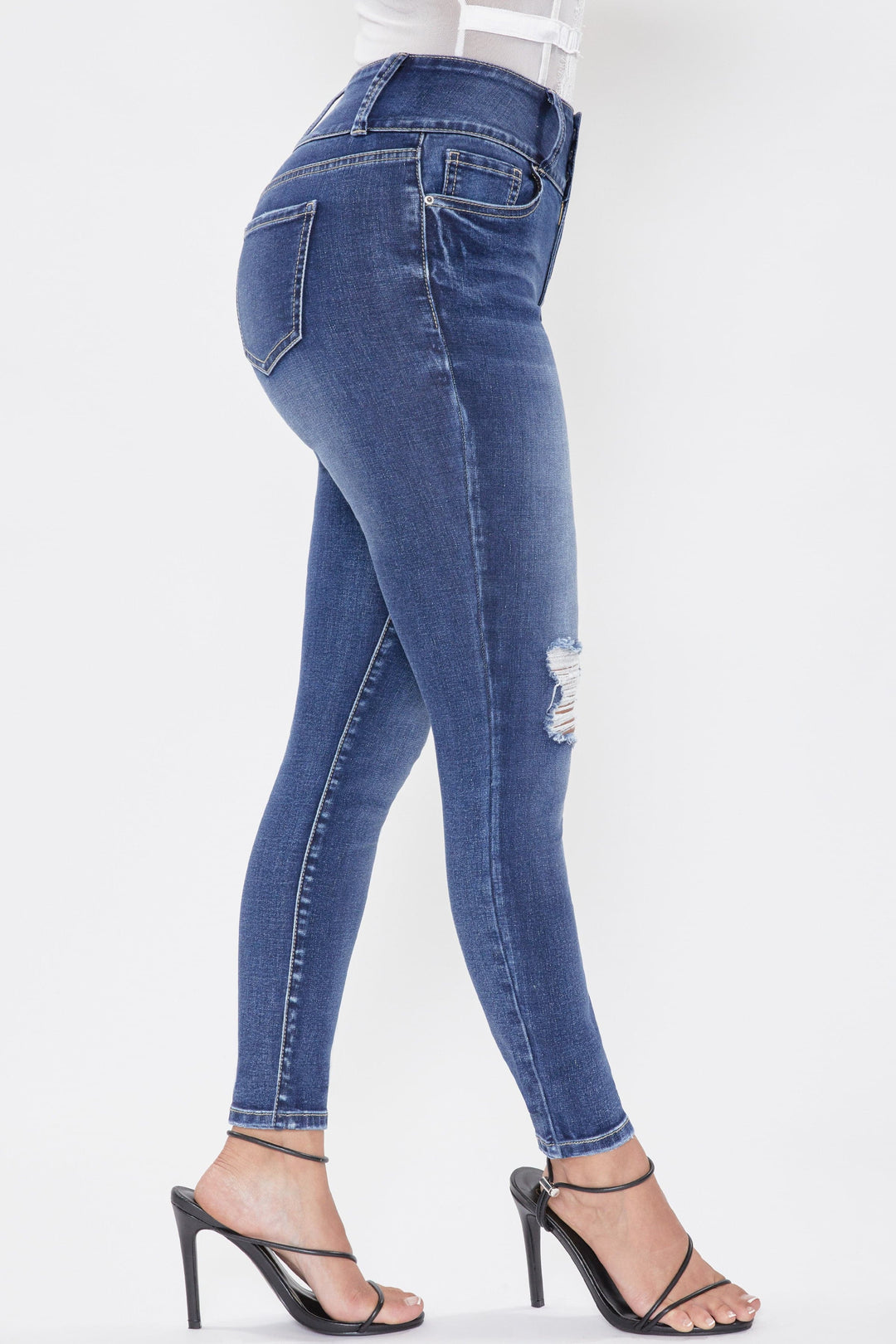 High shops waisted skinny jeans with buttons