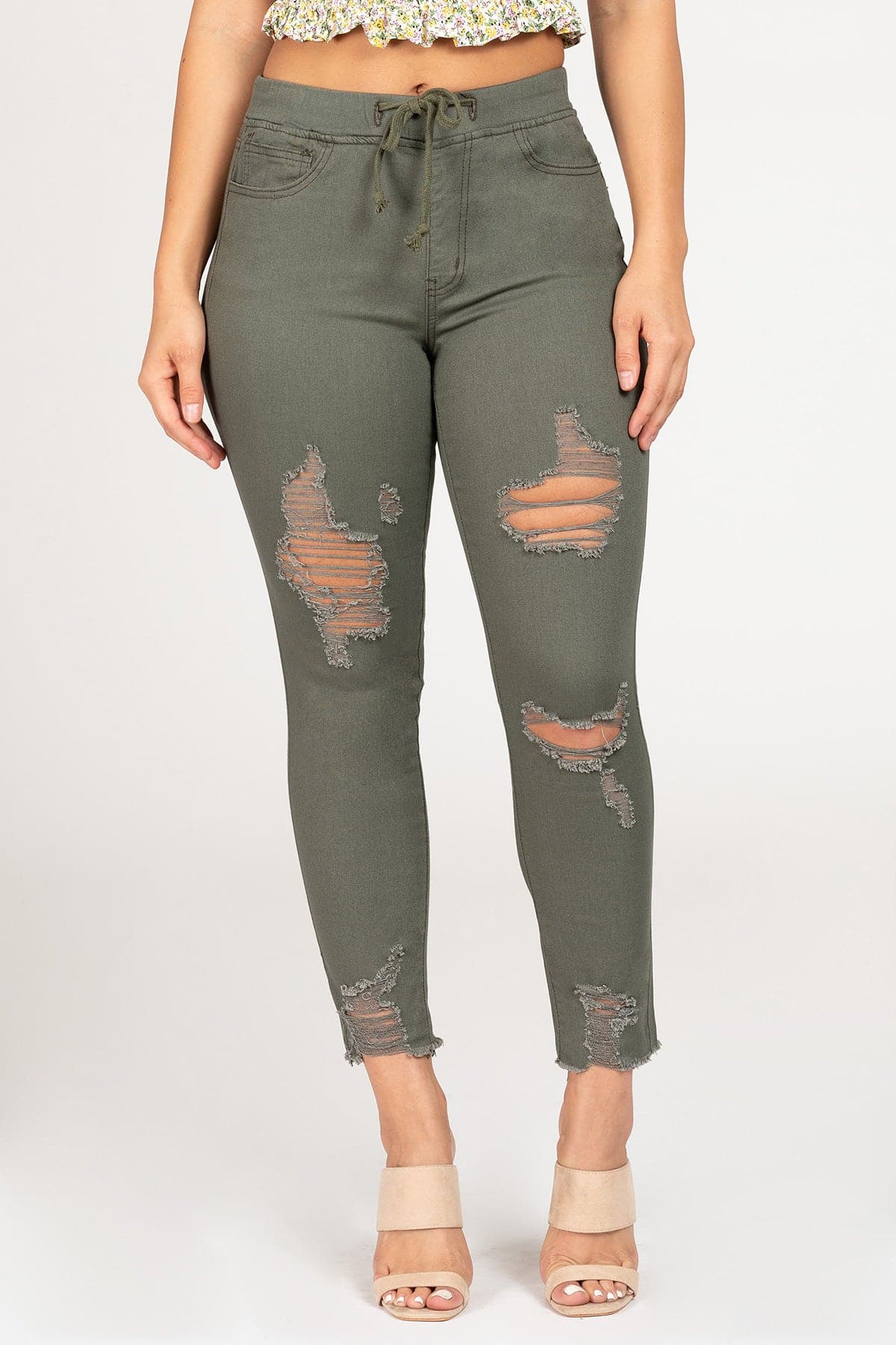 Junior High Rise Distressed Ankle Jogger P961121
