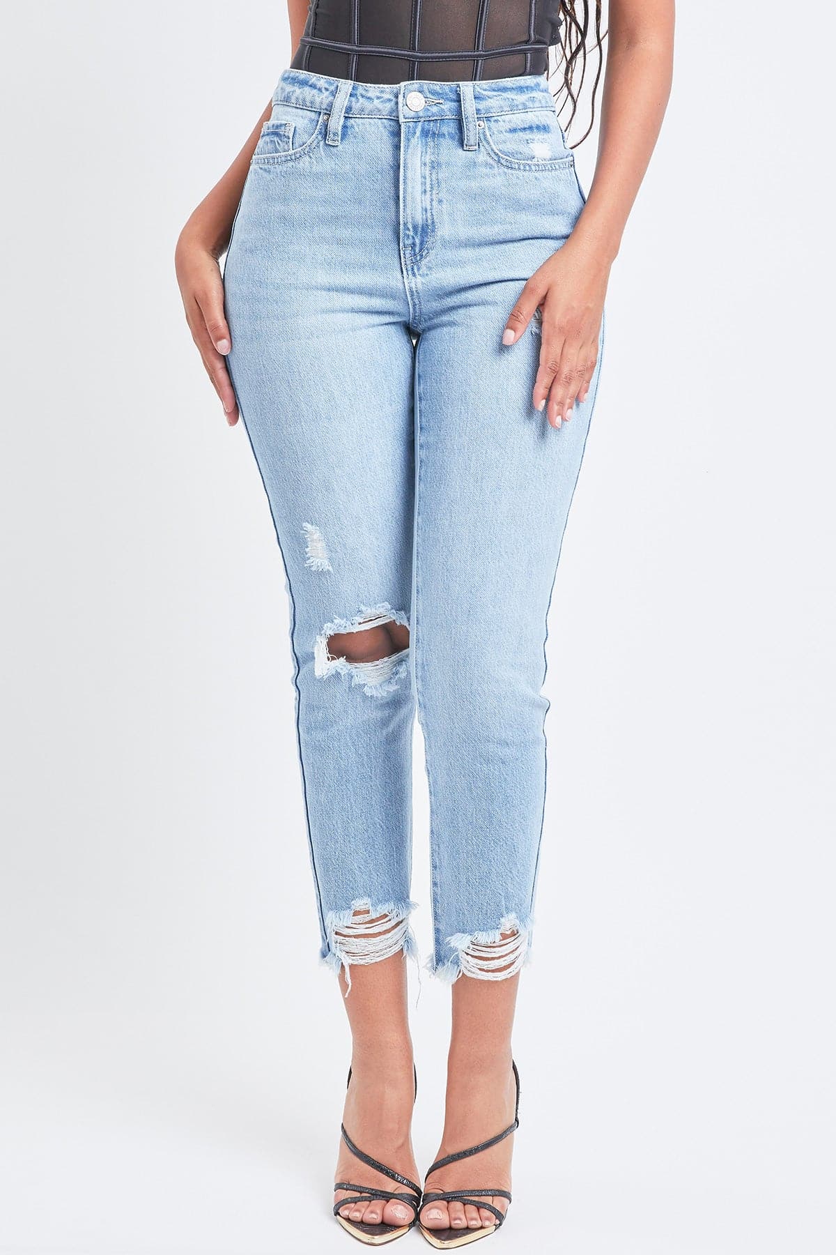 Women's Dream Cropped Frayed Slim Straight Jeans