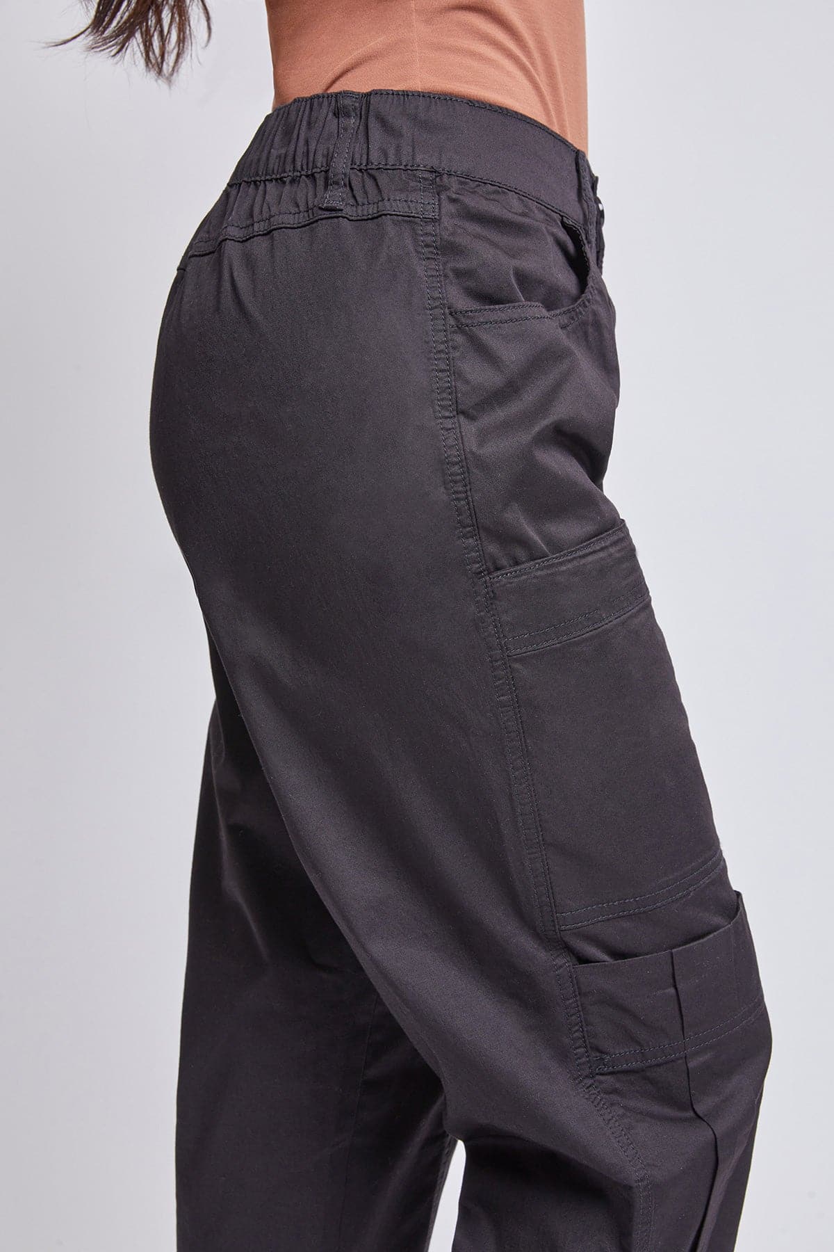 Women's Wide Cargo Pants with Roll Tab Hem