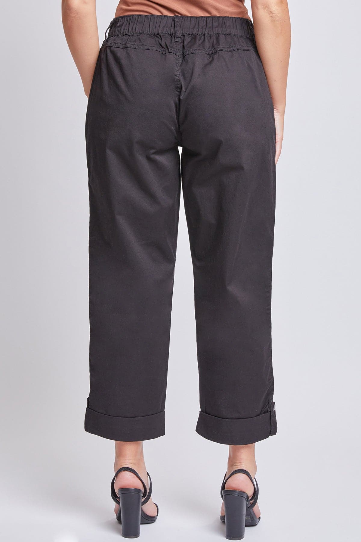 Women's Wide Cargo Pants with Roll Tab Hem